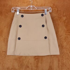 HANSEN & GRETEL Skirt Womens Size 0 Tan Wrap Double Button A-Line Mini